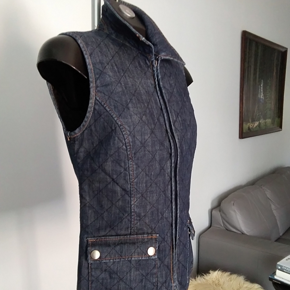 Quilted Denim Vest NWOT - Picture 2 of 8